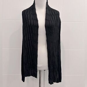 NWT Charter Club Black Ribbed Knit shrug cardigan with metallic sparkles